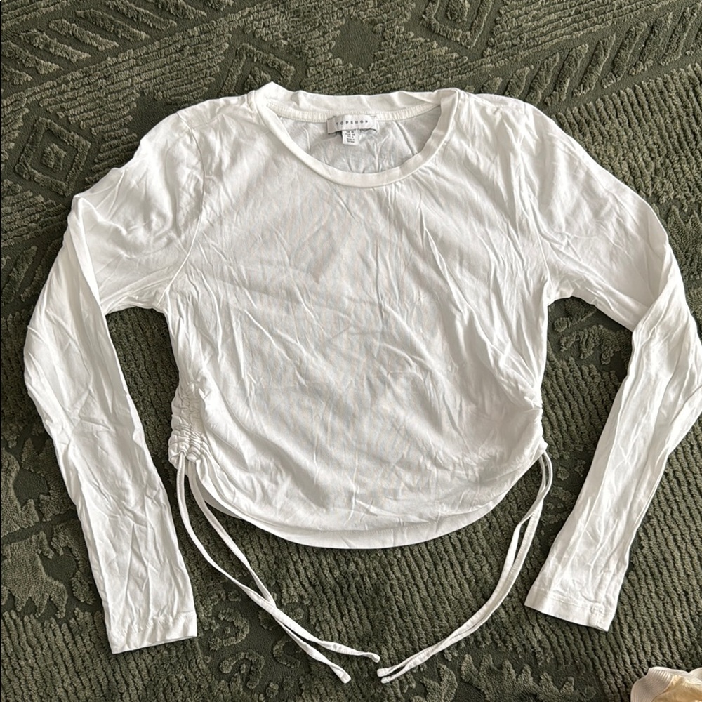TopShop Women's White Long Sleeve Top